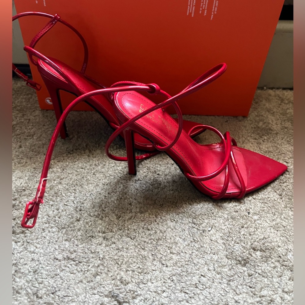 Lace up red heels